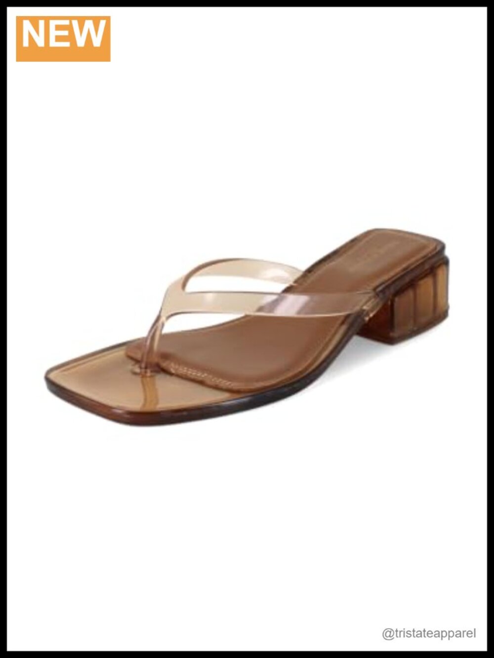 Tassi Translucent Jelly Block Heel Thong Sandals Square Toe Slip On